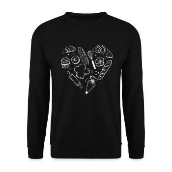 Bäcker Konditor Herz - Unisex Pullover - Schwarz - Vorne - Alina (178cm) & Michal (187cm)