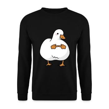 Shy cute goose - Unisex Sweatshirt - black - Front - Alina (178cm) & Michal (187cm)