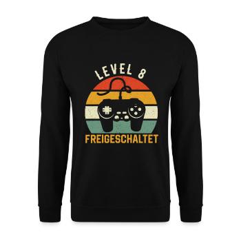 8. Geburtstag 8 Jahre Gamer Gaming Geburtstag - Unisex Pullover - Schwarz - Vorne - Alina (178cm) & Michal (187cm)