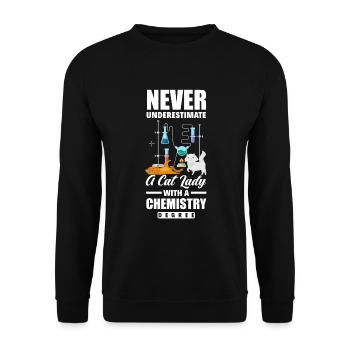Funny Chemistry Student Chemist Cat - Unisex Sweatshirt - black - Front - Alina (178cm) & Michal (187cm)