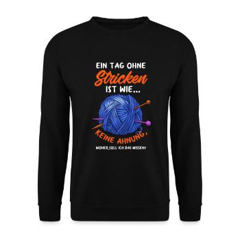 Ein Tag Ohne Stricken Stricknadel - Unisex Pullover - Schwarz - Vorne - Alina (178cm) & Michal (187cm)