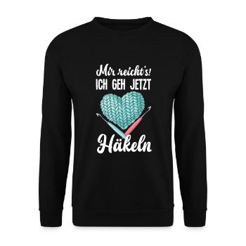 Mir Reichts Ich Geh Jetzt Häkeln Häkelnadel - Unisex Pullover - Schwarz - Vorne - Alina (178cm) & Michal (187cm)