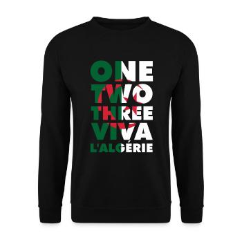One two three viva l'algérie slogan DZ algérien - Sweat-shirt Unisexe - noir - Devant - Alina (178cm) & Michal (187cm)