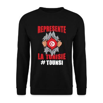 représente la tunisie tounsi supporter drapeau - Sweat-shirt Unisexe - noir - Devant - Alina (178cm) & Michal (187cm)