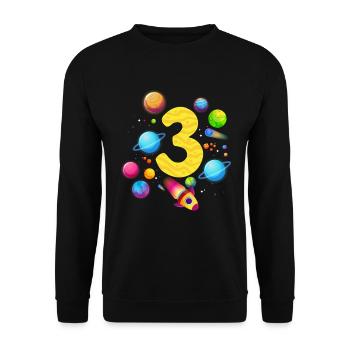 3rd Birthday Boys 3 Years Planet Birthday - Unisex Sweatshirt - black - Front - Alina (178cm) & Michal (187cm)