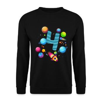 4th Birthday Boys 4 Years Planet Birthday - Unisex Sweatshirt - black - Front - Alina (178cm) & Michal (187cm)