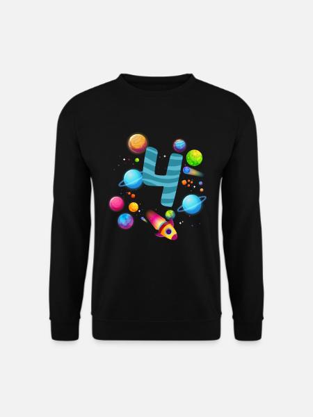 4. Geburtstag Jungen 4 Jahre Planeten Geburtstag - Unisex Pullover - Schwarz