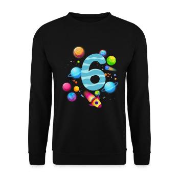 6th Birthday Boys 6 Years Planet Birthday - Unisex Sweatshirt - black - Front - Alina (178cm) & Michal (187cm)