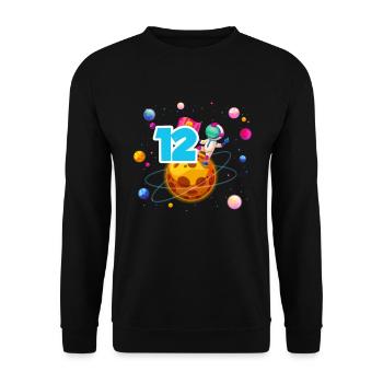 12th Birthday Boys 12 Years Planet Birthday - Unisex Sweatshirt - black - Front - Alina (178cm) & Michal (187cm)