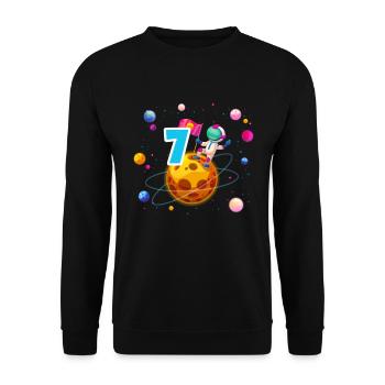 7th Birthday Boys 7 Years Planet Birthday - Unisex Sweatshirt - black - Front - Alina (178cm) & Michal (187cm)