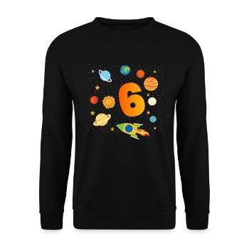 6th Birthday Boys 6 Years Planet Birthday - Unisex Sweatshirt - black - Front - Alina (178cm) & Michal (187cm)