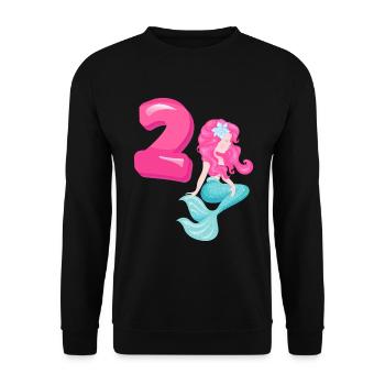 2ème anniversaire Fille 2 ans Mermaid Party - Sweat-shirt Unisexe - noir - Devant - Alina (178cm) & Michal (187cm)