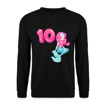 10th Birthday Girl 10 Years Mermaid Party - Unisex Sweatshirt - black - Front - Alina (178cm) & Michal (187cm)