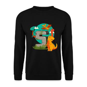 5th Birthday 5 Years Dino Dinosaur Fan - Unisex Sweatshirt - black - Front - Alina (178cm) & Michal (187cm)
