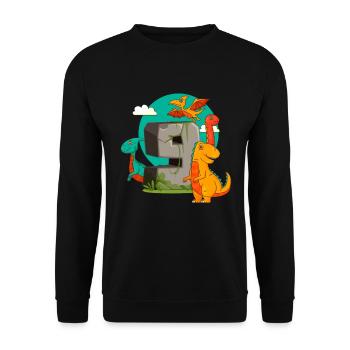 9th Birthday 9 Years Dino Dinosaur Fan - Unisex Sweatshirt - black - Front - Alina (178cm) & Michal (187cm)