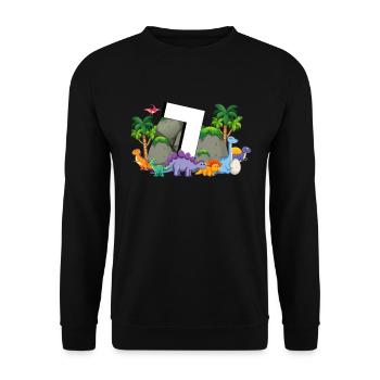 7th Birthday 7 Years Dino Dinosaur Fan - Unisex Sweatshirt - black - Front - Alina (178cm) & Michal (187cm)