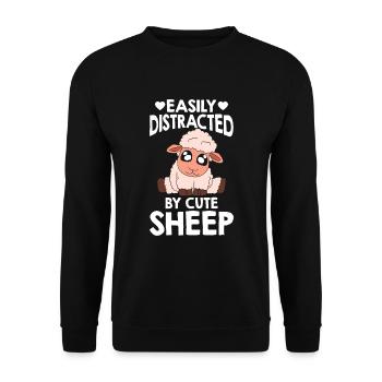 Lustige Schafe Abgelenkt Durch Niedliche Schafe - Unisex Pullover - Schwarz - Vorne - Alina (178cm) & Michal (187cm)