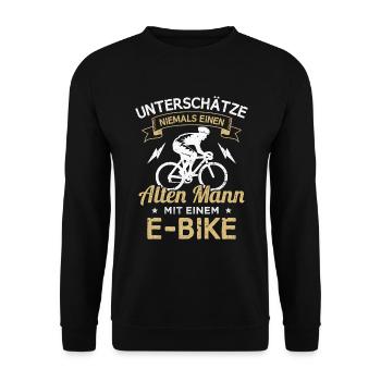 Fahrrad Rentner E-Bike Radfahrer - Unisex Pullover - Schwarz - Vorne - Alina (178cm) & Michal (187cm)