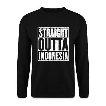 Straight Outta Indonesia Vintage - Unisex Sweatshirt - black - Front - Alina (178cm) & Michal (187cm)