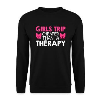 Voyage des filles moins cher que la thérapie - Sweat-shirt Unisexe - noir - Devant - Alina (178cm) & Michal (187cm)