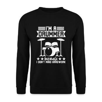 Ich Bin Schlagzeuger Harte Arbeit - Unisex Pullover - Schwarz - Vorne - Alina (178cm) & Michal (187cm)