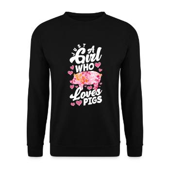 Just a girl who loves pigs - Unisex Sweatshirt - black - Front - Alina (178cm) & Michal (187cm)