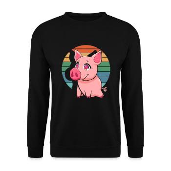 Schwein Schweine - Unisex Pullover - Schwarz - Vorne - Alina (178cm) & Michal (187cm)
