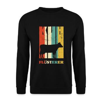 Kuh Flüsterer Kühe - Unisex Pullover - Schwarz - Vorne - Alina (178cm) & Michal (187cm)