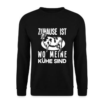 Zuhause Ist Wo Meine Kühe Sind Kuh Kühe - Unisex Pullover - Schwarz - Vorne - Alina (178cm) & Michal (187cm)