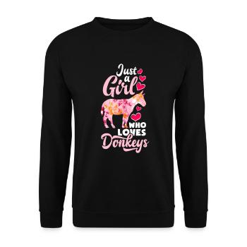 Lustiges Esel Liebhaber Geschenk Mädchen Esel - Unisex Pullover - Schwarz - Vorne - Alina (178cm) & Michal (187cm)