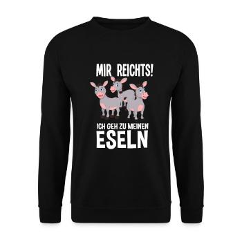 Mir Reichts Ich Geh Zu Meinen Eseln Lustiges Esel - Unisex Pullover - Schwarz - Vorne - Alina (178cm) & Michal (187cm)