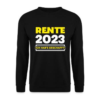 Rentner Rente 2023 Ruhestand Pensionierung Kollege - Unisex Pullover - Schwarz - Vorne - Alina (178cm) & Michal (187cm)