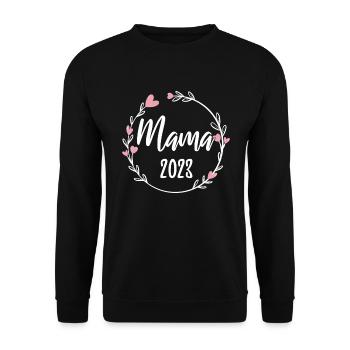Mama 2023 Schwanger Schwangerschaft Mom To Be - Unisex Pullover - Schwarz - Vorne - Alina (178cm) & Michal (187cm)