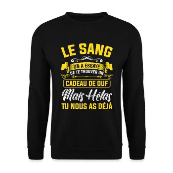 le sang cadeau de ouf mais tu nous as déjà jeune - Sweat-shirt Unisexe - noir - Devant - Alina (178cm) & Michal (187cm)