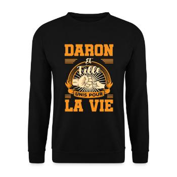 Daron fille unis pour la vie fête des pères check - Sweat-shirt Unisexe - noir - Devant - Alina (178cm) & Michal (187cm)