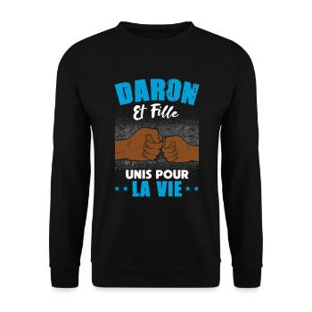 Daron fille unis pour la vie fête des pères check - Sweat-shirt Unisexe - noir - Devant - Alina (178cm) & Michal (187cm)