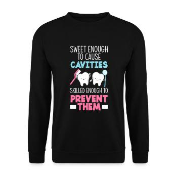 Dentist Dental Assistant Dental Assistant Gift - Unisex Sweatshirt - black - Front - Alina (178cm) & Michal (187cm)
