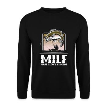 Fun Fishing Angler Fisherman Gift - Unisex Sweatshirt - black - Front - Alina (178cm) & Michal (187cm)