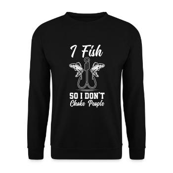 Lustiges Angeln Angler Fischer Geschenk - Unisex Pullover - Schwarz - Vorne - Alina (178cm) & Michal (187cm)