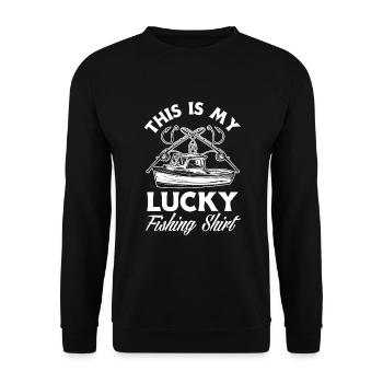 Fun Fishing Angler Fisherman Gift - Unisex Sweatshirt - black - Front - Alina (178cm) & Michal (187cm)