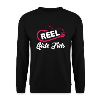 Fun Fishing Angler Fisherman Gift - Unisex Sweatshirt - black - Front - Alina (178cm) & Michal (187cm)