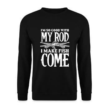 Fun Fishing Angler Fisherman Gift - Unisex Sweatshirt - black - Front - Alina (178cm) & Michal (187cm)