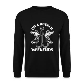 Fun Fishing Angler Fisherman Gift - Unisex Sweatshirt - black - Front - Alina (178cm) & Michal (187cm)