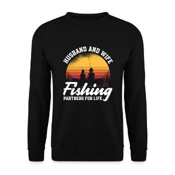 Fun Fishing Angler Fisherman Gift - Unisex Sweatshirt - black - Front - Alina (178cm) & Michal (187cm)