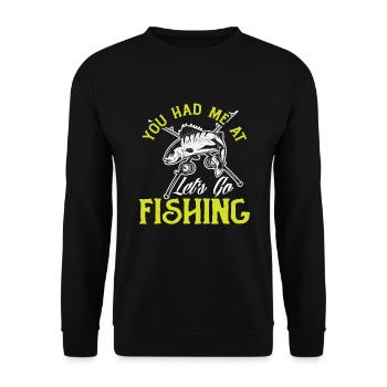 Fun Fishing Angler Fisherman Gift - Unisex Sweatshirt - black - Front - Alina (178cm) & Michal (187cm)