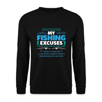 Fun Fishing Angler Fisherman Gift - Unisex Sweatshirt - black - Front - Alina (178cm) & Michal (187cm)