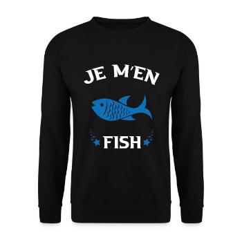 Je M'en Fish Cadeau Pêcheur Drôle Pêche - Sweat-shirt Unisexe - noir - Devant - Alina (178cm) & Michal (187cm)