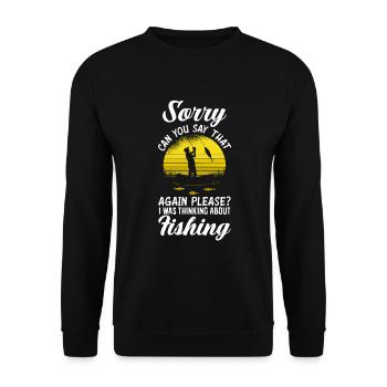 Fun Fishing Angler Fisherman Gift - Unisex Sweatshirt - black - Front - Alina (178cm) & Michal (187cm)