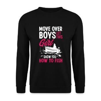 Fun Fishing Angler Fisherman Gift - Unisex Sweatshirt - black - Front - Alina (178cm) & Michal (187cm)