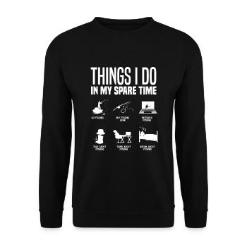 Fun Fishing Angler Fisherman Gift - Unisex Sweatshirt - black - Front - Alina (178cm) & Michal (187cm)